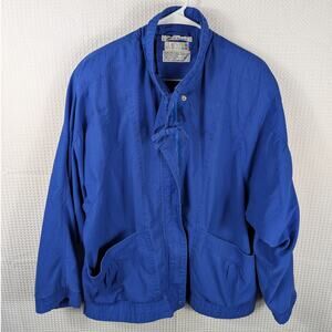 Claudia Barnes Hong Kong Blue Jacket Womens L Lightweight 80s Retro Art Style